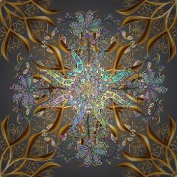 Seamless. Vector illustration. Patterned carpet with a border frame. Colorful or Stock Illustration