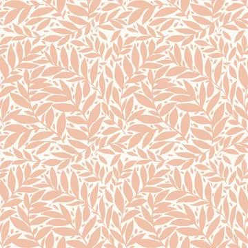 Seamless vector leaf and twig pattern on beige background. Stock Illustration