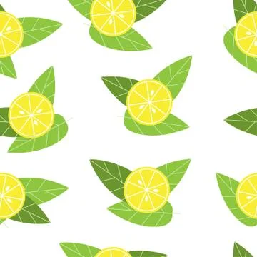 Seamless vector lemon pattern on white background Illustrazione stock