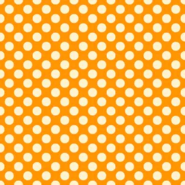 Seamless vector light polka dots pattern on orange background Stock Illustration