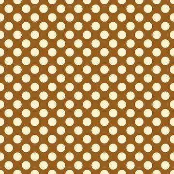 Seamless vector light polka dots pattern on brown background Stock Illustration