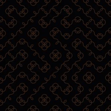 Seamless vector linear pattern with circles and loops on a dark background Stock Illustration