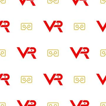 Seamless Vector Modern Pattern With VR Logos Stock Illustration