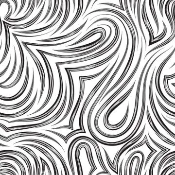 Seamless vector monochrome texture of smooth lines with sharp ends in the form Stock Illustration