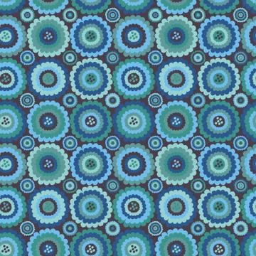 Seamless vector mosaic pattern with round blue flowers Stock Illustration