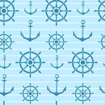 Seamless vector nautical pattern Stock Illustration