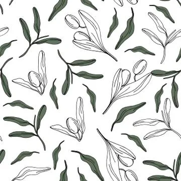 Seamless vector olive pattern Stock Illustration