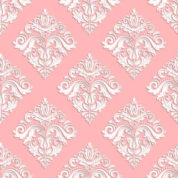 Seamless Vector Oriental Pattern With 3D Elements 库存插图