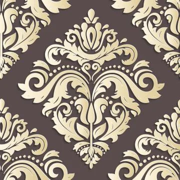 Seamless Vector Oriental Pattern With 3D Elements Stock Illustration