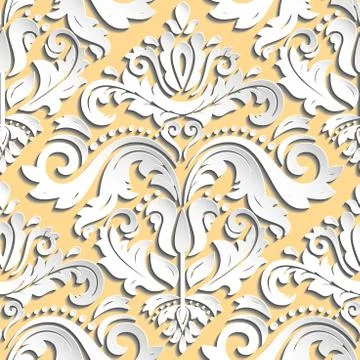 Seamless Vector Oriental Pattern With 3D Elements イラスト素材