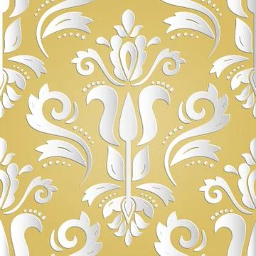 Seamless Vector Oriental Pattern With 3D Elements Stock Illustration