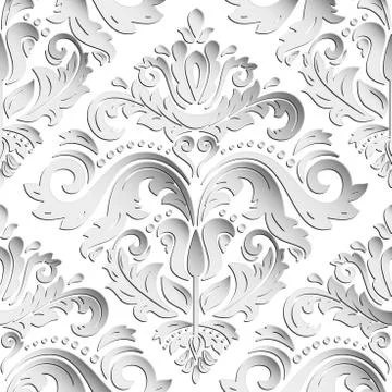 Seamless Vector Oriental Pattern With 3D Elements 库存插图