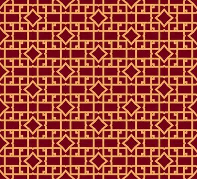 Seamless vector ornament. Modern stylish geometric linear pattern with golden Illustrazione stock