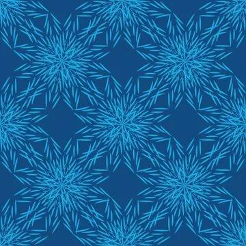 Seamless vector ornamental pattern with blue snowflake stars 스톡 일러스트