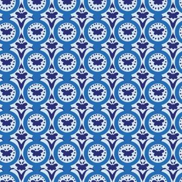 Seamless vector ornamental pattern with butterflies in geometric layout Illustrazione stock