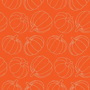 Seamless vector outline pumpkins pattern Stock Illustration