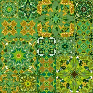 Seamless vector  patchwork tile with Victorian motives in colorful.  Background イラスト素材