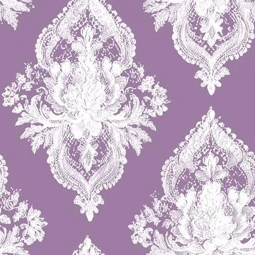 Seamless vector pattern 1 featuring intricate vintage lace ornament in a modern 스톡 일러스트