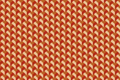 Seamless vector pattern with 3d polygonal stripes in red and orange colors Stock Illustration