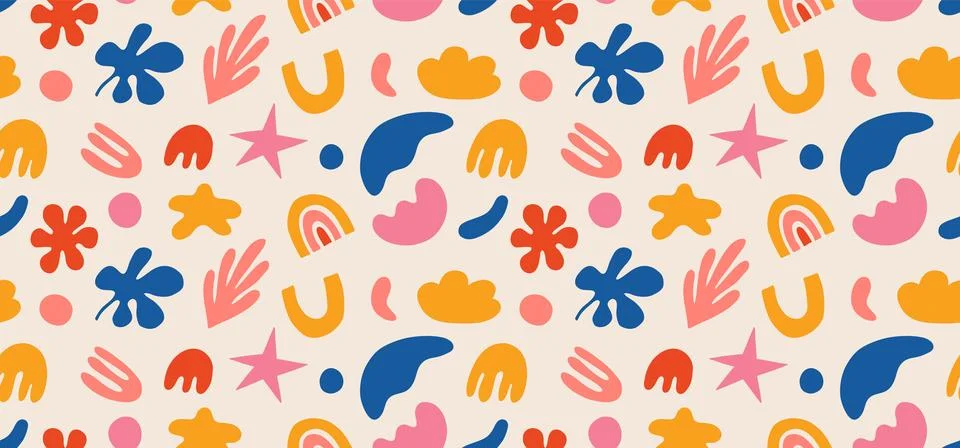 Seamless vector pattern of abstract doodle hand drawn organic shapes. Illustrazione stock