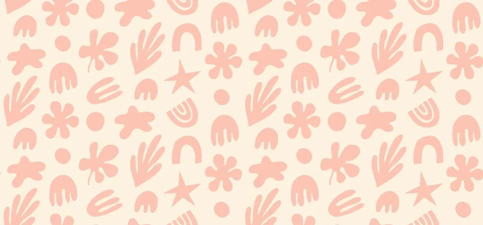 Seamless vector pattern of abstract doodle hand drawn organic shapes. Stock Illustration