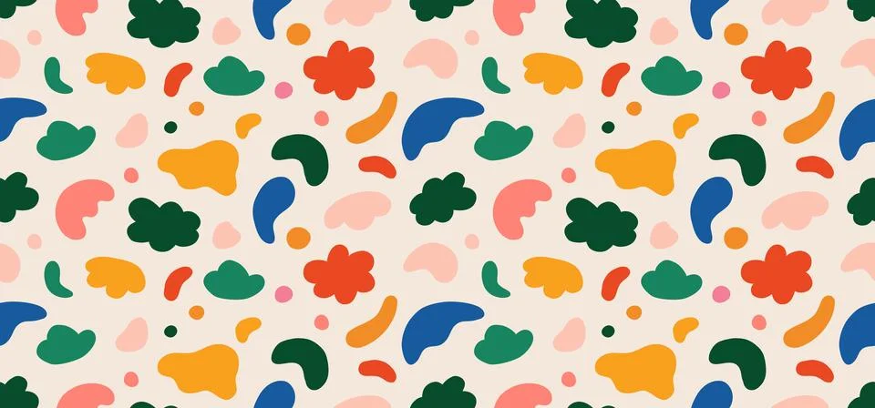 Seamless vector pattern of abstract doodle hand drawn organic shapes. Stock Illustration
