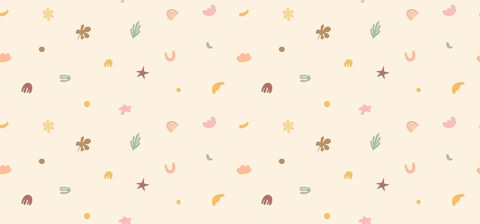 Seamless vector pattern of abstract doodle hand drawn organic shapes. イラスト素材