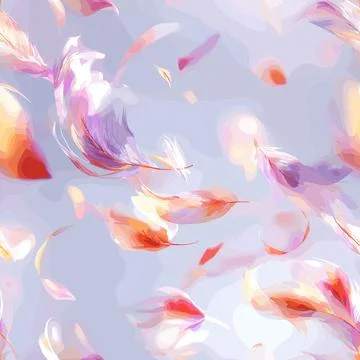 Seamless vector pattern with abstract floating feathers in an ethereal dreamy 스톡 일러스트