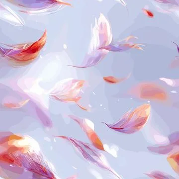 Seamless vector pattern with abstract floating feathers in an ethereal dreamy 스톡 일러스트