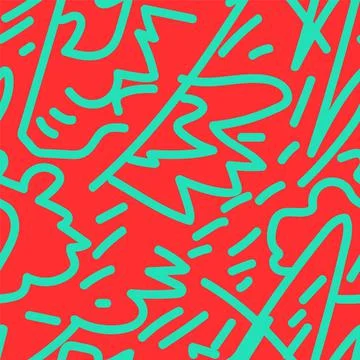 Seamless vector pattern with abstract hand drawn pattern with chaotic wave lines Stock Illustration