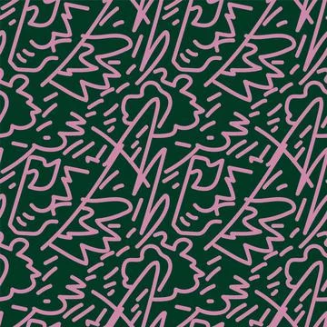 Seamless vector pattern with abstract hand drawn pattern with chaotic wave lines Illustrazione stock