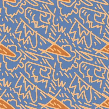 Seamless vector pattern with abstract hand drawn pattern with chaotic wave lines Illustrazione stock