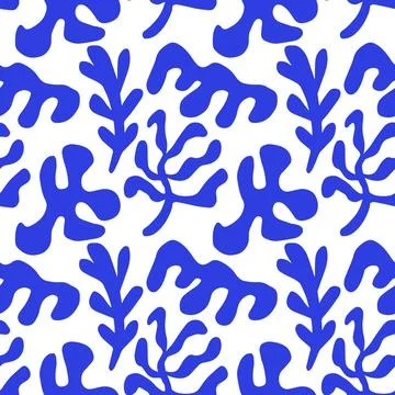 Seamless vector pattern with abstract matisse style shapes. Hand drawn cuto.. Stock-Illustration