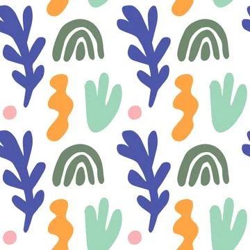 Seamless vector pattern with abstract matisse style shapes. Hand drawn cutout Stock Illustration