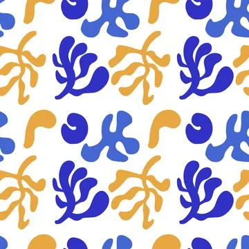 Seamless vector pattern with abstract matisse style shapes. Hand drawn cutout Stock Illustration
