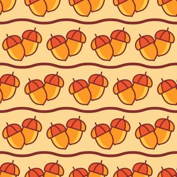 Seamless vector pattern with acorns Stock Illustration