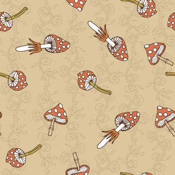 Seamless vector pattern of amanita イラスト素材
