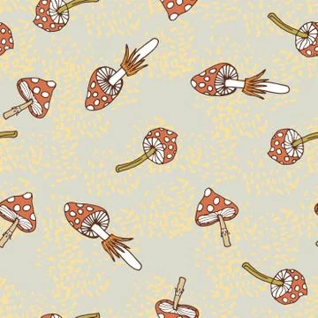 Seamless vector pattern of amanita イラスト素材