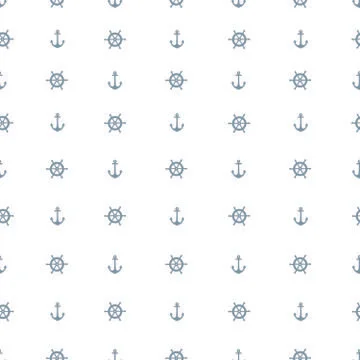Seamless vector pattern. Anchor and helm. Isolated on a white background. Mar Stock Illustration