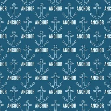 Seamless vector pattern with anchors and text.   can be used for wallpaper, tee Illustrazione stock