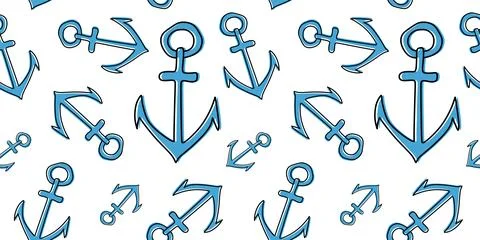 Seamless vector pattern with Anchors. Template for wallpaper, pattern fills.. Illustrazione stock