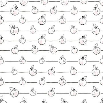 Seamless vector pattern with apples Stock Illustration