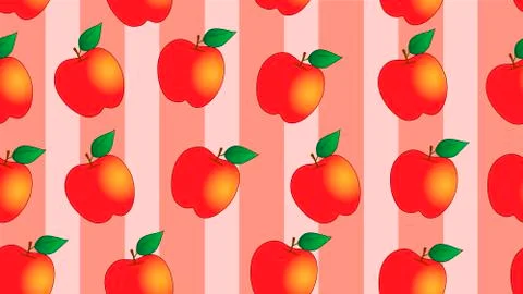 Seamless vector pattern with apples. Red apple fruit seamless vector pattern. Illustrazione stock