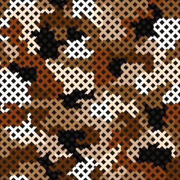 Seamless vector pattern for army fabric and design. Modern spotted desert print Stock Illustration