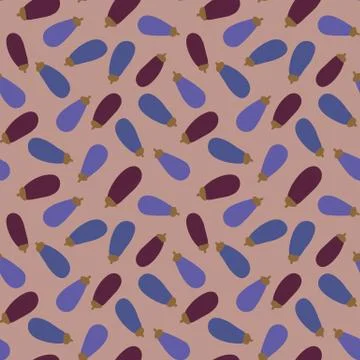 Seamless vector pattern with aubergine vegetables in few shades of purple Stock Illustration