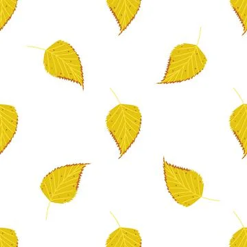 Seamless vector pattern of autumn birch leaves. Stock Illustration