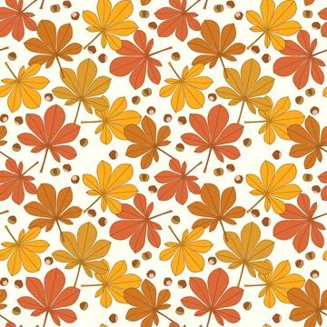 Seamless vector pattern of autumn chestnut leaves and nuts Ilustración de archivo