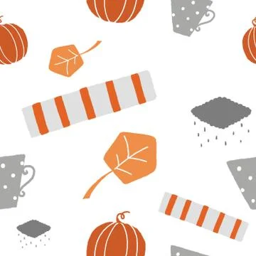 Seamless vector pattern of autumn halloween elements. Stock Illustration
