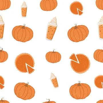 Seamless vector pattern of autumn halloween elements. Stock Illustration