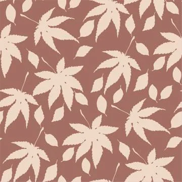Seamless vector pattern with autumn leaves in silhouettes Stock Illustration